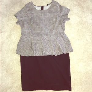 Plus peplum dress (houndstooth)